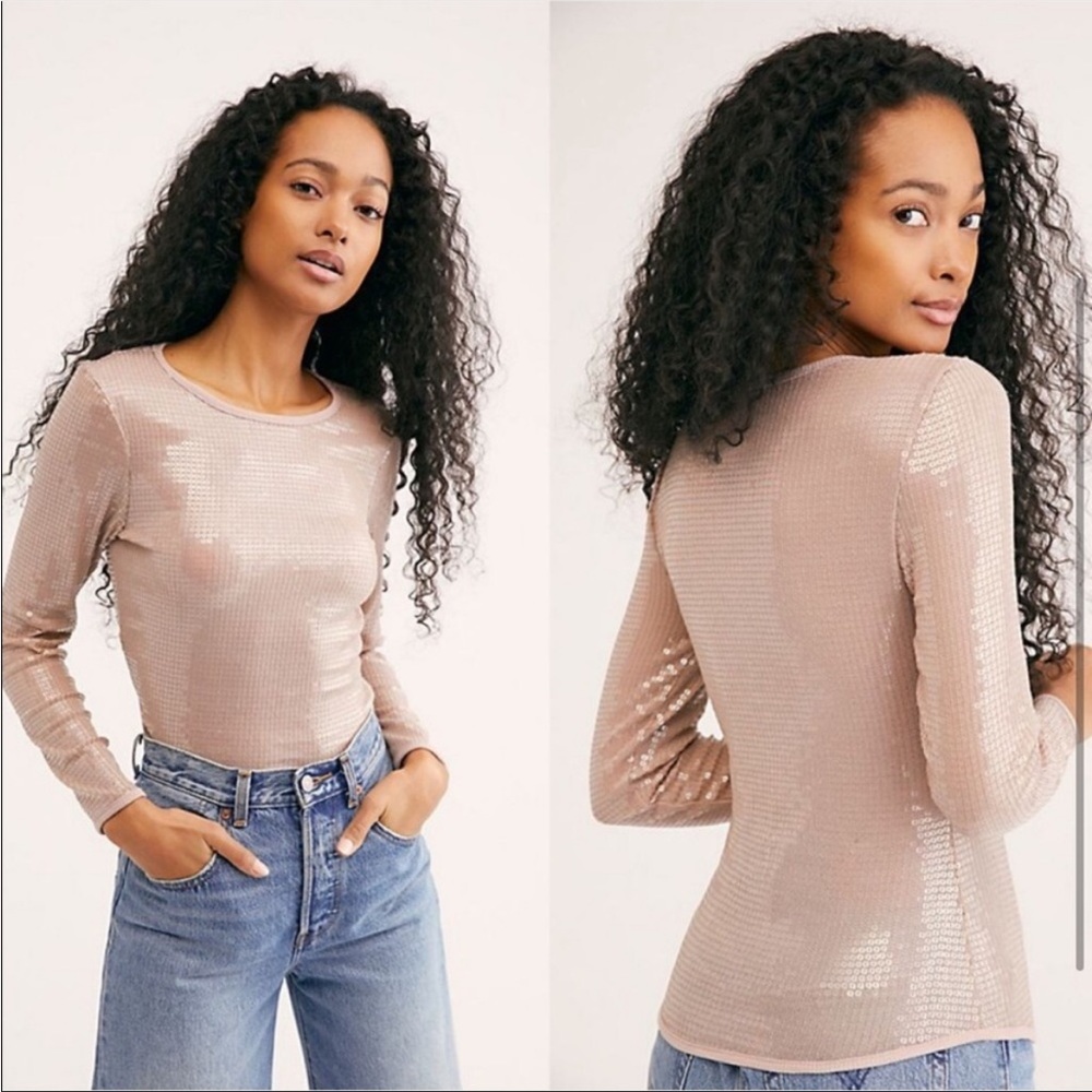 Free People Diamond Eye Sequin Top